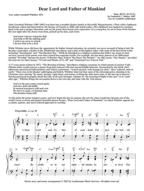 Dear Lord and Father of Mankind (Arr. Lyndell Leatherman) - Various (Piano-Vocal-Guitar (Piano Accompaniment))