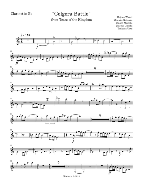 Colgera Battle Theme Music for Clarinet (Phase 3) - Easier key