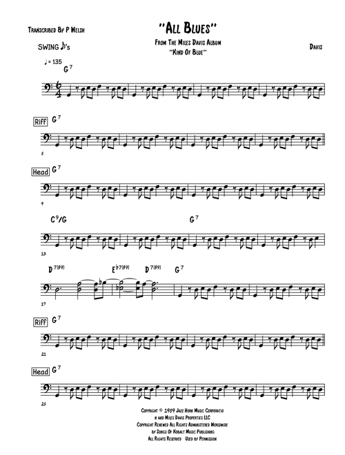 All Blues (Arr. Accubass) - Miles Davis (Instrumental Solo)