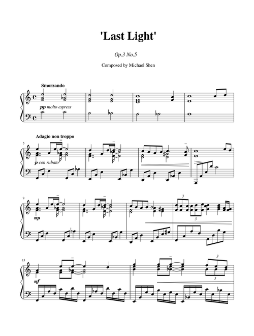 'Last light' -  for Piano Solo