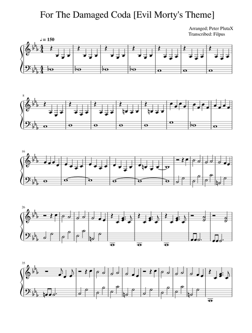 Evil Morty s Theme(For the Damaged Coda) - Easy Piano