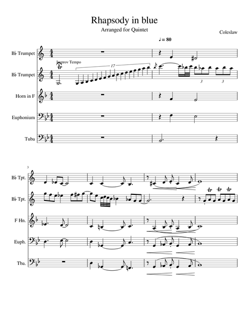 Rhapsody In Blue for Brass Quintet