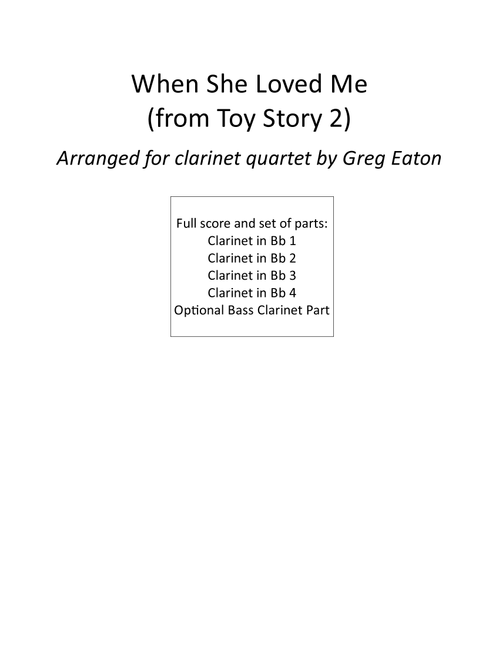 When She Loved Me (Arr. Greg Eaton) - Sarah McLachlan (Woodwind Ensemble)