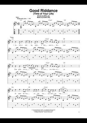 Play Official version of Good Riddance (Time of Your Life) Sheet Music ...
