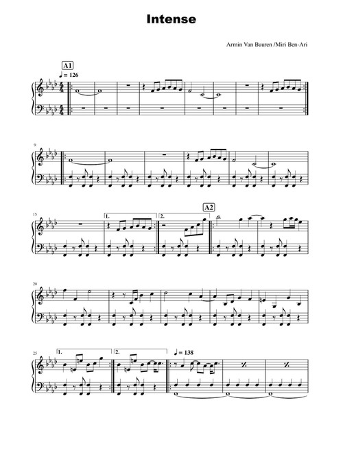Intense (Arr. Armin Van Buuren) (Piano Solo)
