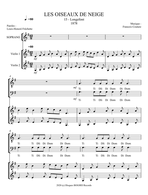 LES OISEAUX DE NEIGE - Longefont (Arr. Disques BOGHEI Records) - Francois Couture (Choral, SATB)