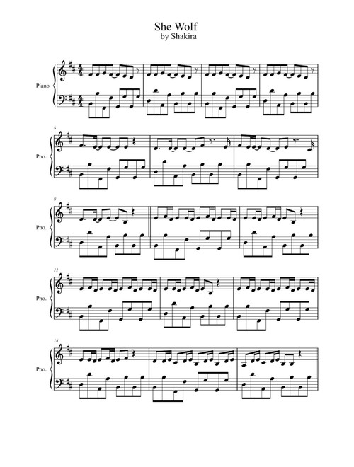 She Wolf (Arr. Shakira) (Piano Solo)