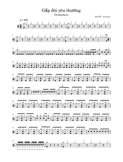 Gấp đôi yêu thương drumsheet – Tuấn Hưng gấp đôi yêu thương drum
