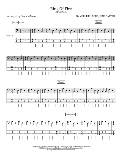 Ring Of Fire (Arr. SamboatMusic) - Johnny Cash (Instrumental Solo)