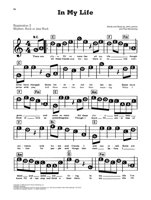 In My Life - The Beatles (E-Z Play Today)