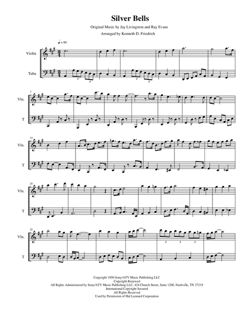 Silver Bells (Arr. Kenneth D. Friedrich) - Plumb (Instrumental Duet)