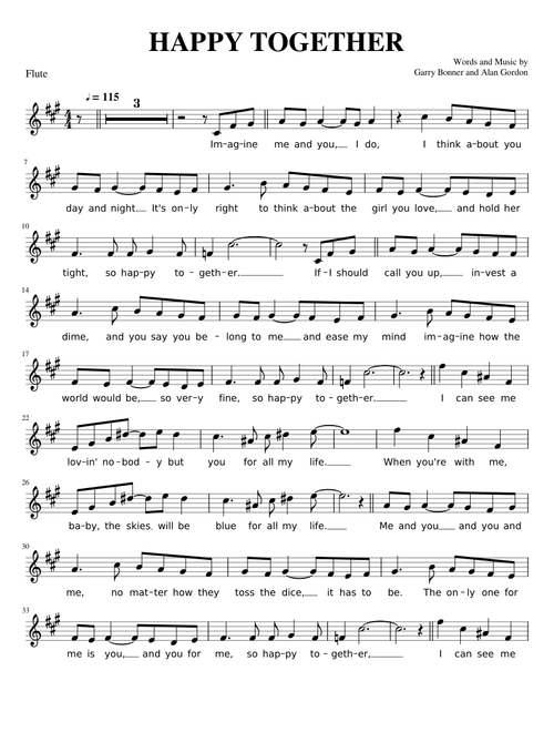 Happy Together - Flute