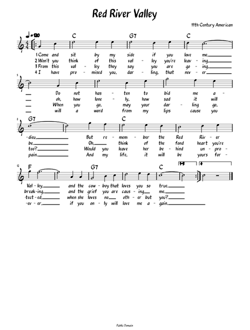 Red River Valley (Lead sheet with lyrics )
