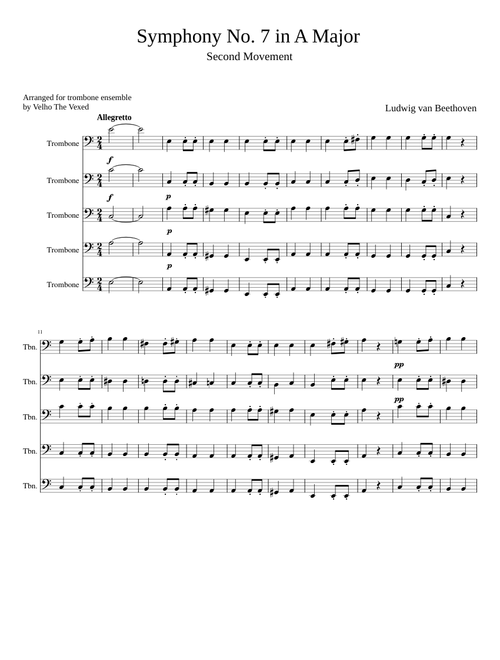 Beethoven's 7th symphony for Trombone Choir