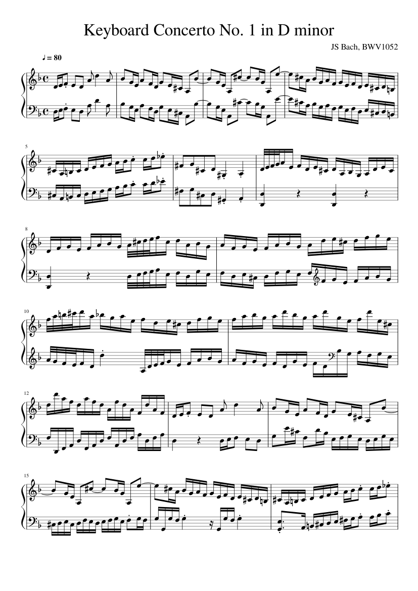 Posicionamiento en buscadores roble Administración Keyboard Concerto No. 1 in D minor Sheet music for Piano (Solo) |  Musescore.com