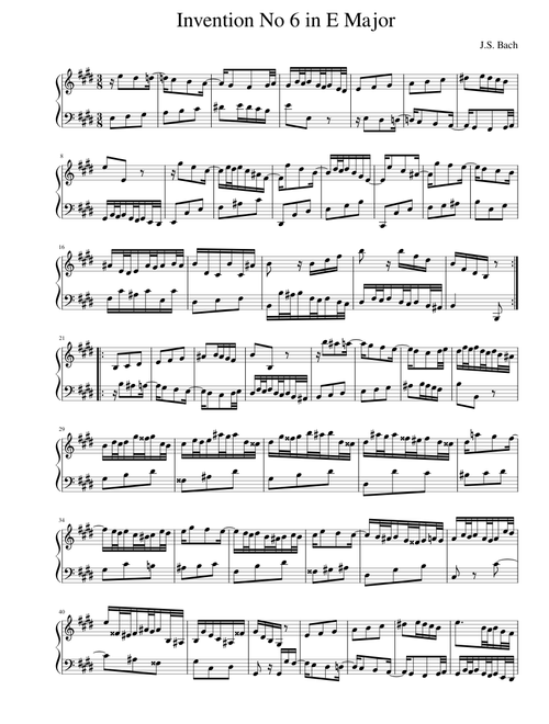 J.S. Bach Invention No. 6 in E Major