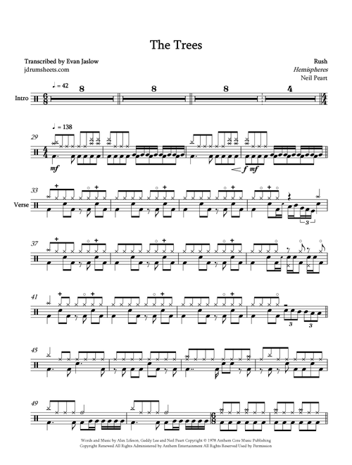 The Trees (Arr. Evan Aria Serenity) - Rush (Drums)