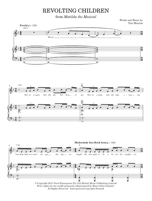 Revolting Children (from Matilda The Musical) - Tim Minchin (Piano Vocal)