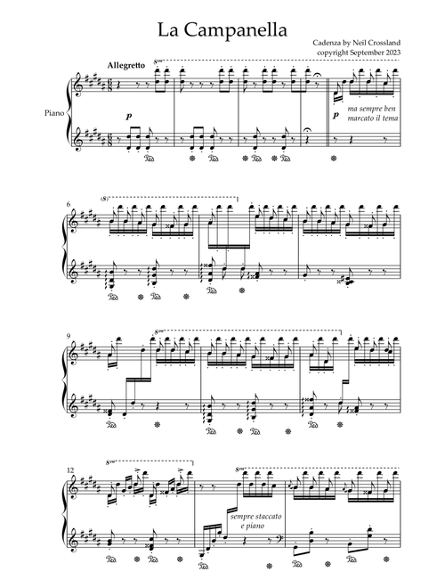 La Campanella - Cadenza by Neil Crossland to Liszt's La Campanella (Paganini 2nd Violin Concerto) - Neil Crossland - Concert Pianist & Composer (Piano Solo)
