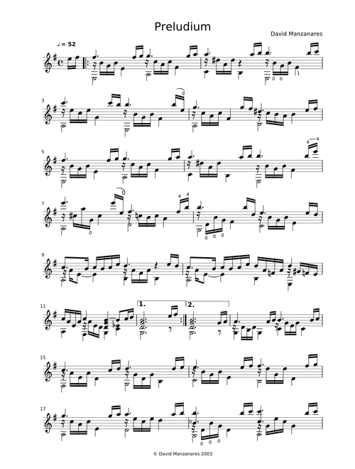 Preludium for solo guitar