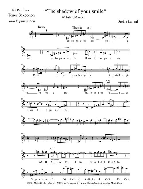 The Shadow Of Your Smile (Arr. stefan-lamml.de) - Johnny Mandel, Paul Francis Webster (Instrumental Solo)