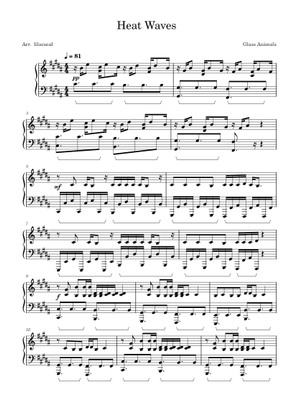 Heat Waves – Glass Animals Sheet Music with Chords for Piano (Solo