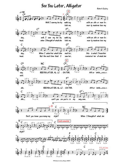 See You Later, Alligator (Lead sheet with lyrics )