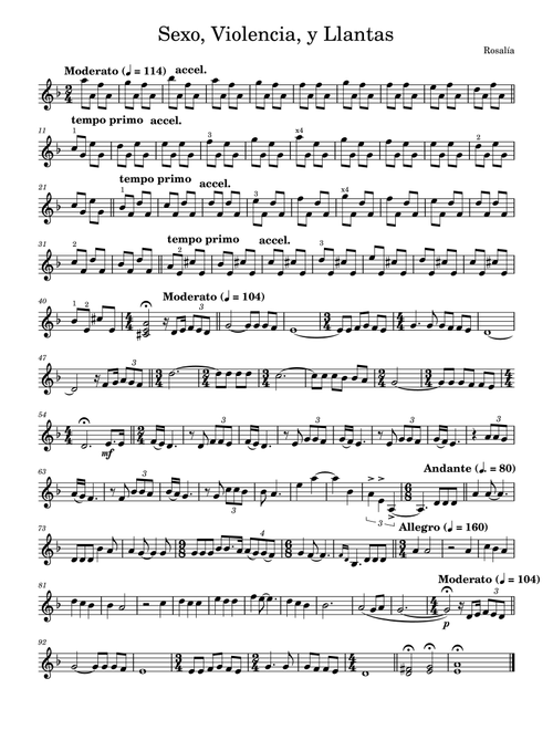 Sexo, Violencia Y Llantas (Arr. Julia Mills) - Rosalia (Violin Solo)