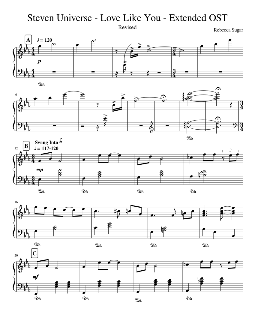 Steven Universe Love Like You Extended OST Sheet music for Piano (Solo ...
