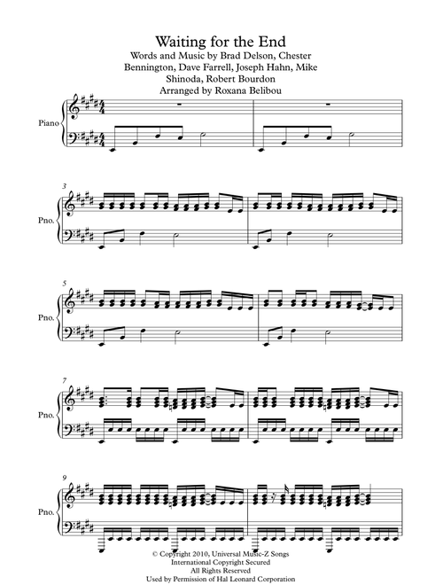 Waiting For The End (Arr. Roxana Belibou) - Linkin Park (Piano Solo)