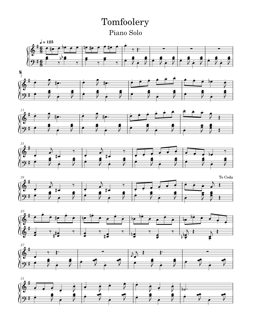 Spongebob Squarepants: Tomfoolery - Piano Solo Sheet music for Piano ...