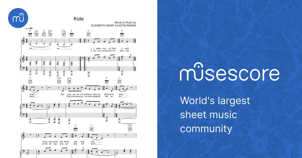 Ride - Lana Del Rey Sheet Music with Chords for Piano, Synthesizer ...