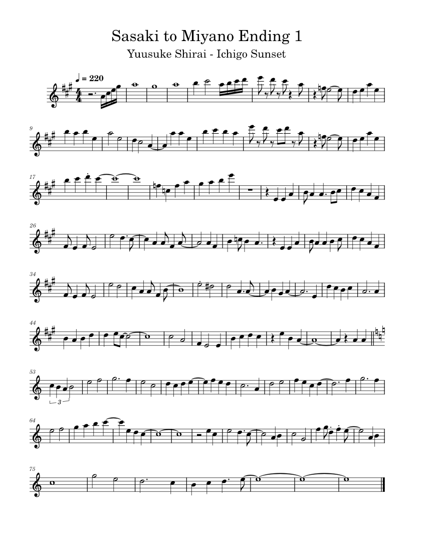 Sasaki to Miyano Ending 1 Sheet Music for Flute (Solo) | MuseScore.com