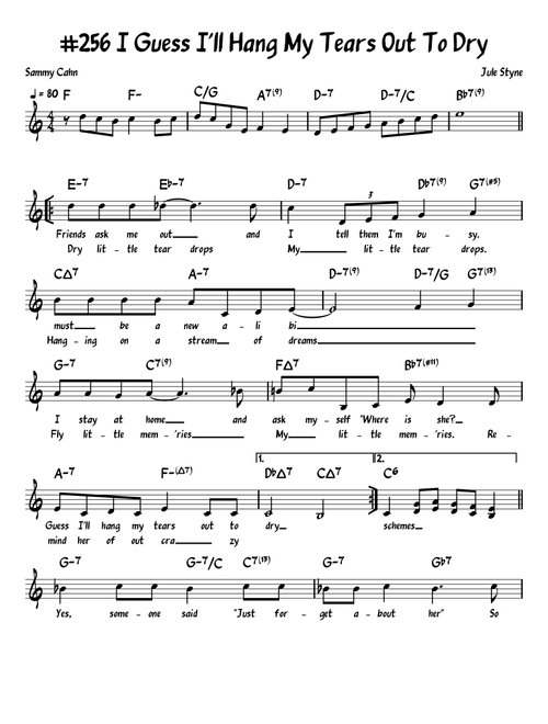 I Guess I'll Hang My Tears Out To Dry (Arr. John Fries) - Dexter Gordon (Piano-Vocal-Guitar (Piano Accompaniment))