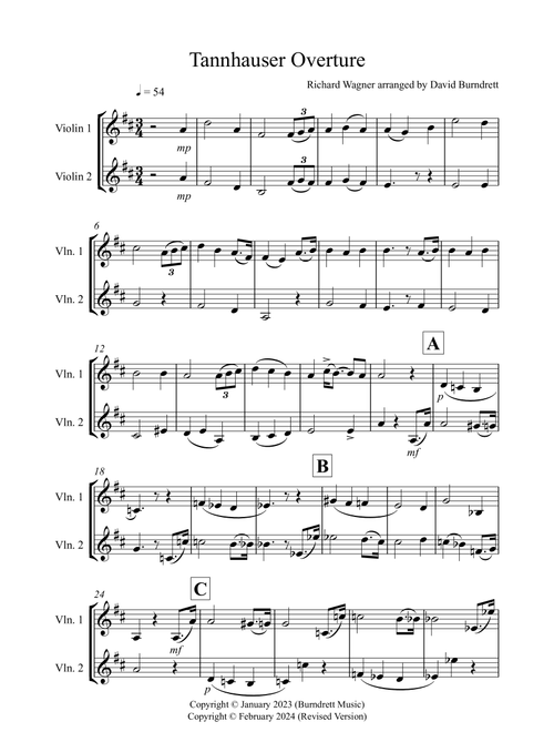 Tannhauser Overture for Violin Duet (Arr. David Burndrett) - Richard Wagner (Violin Duet)