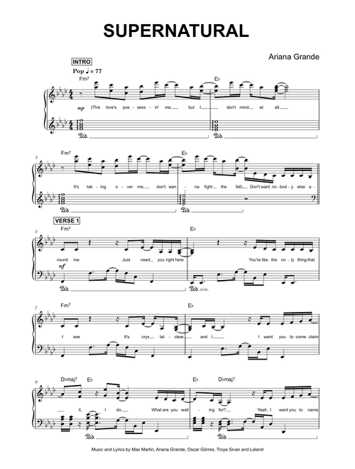 Supernatural - Ariana Grande (Piano)