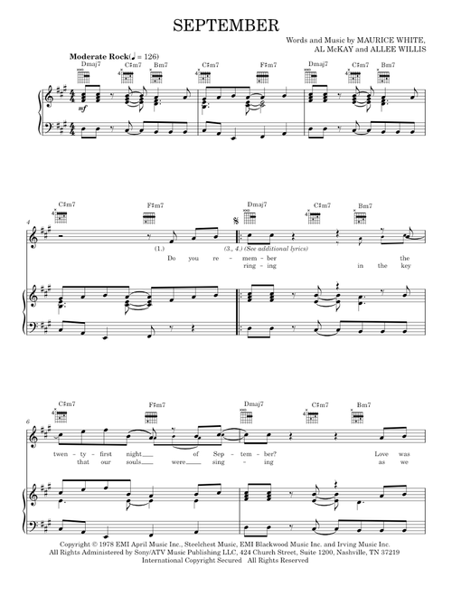 September - Earth, Wind & Fire (Piano-Vocal-Guitar)