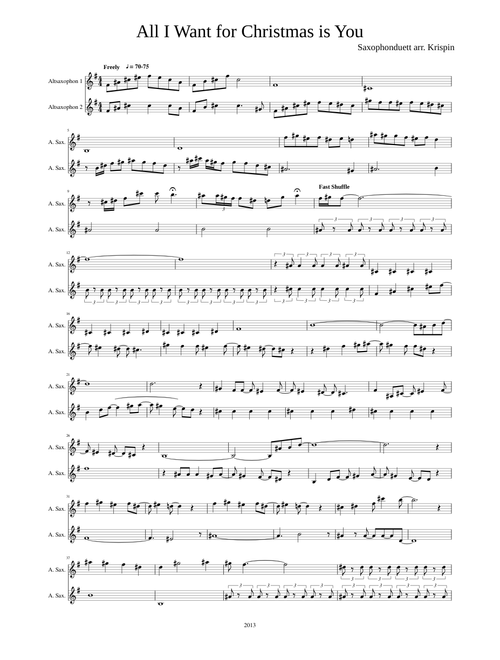 All I Want for Christmas is You - Alto Saxophone Duet