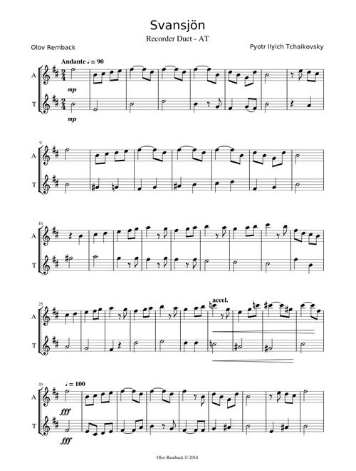 Swan Lake Recorder Duet