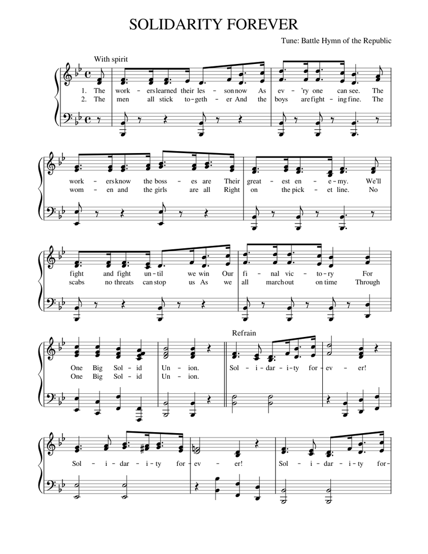 Solidarity Forever Sheet music for Piano (Solo) | Musescore.com