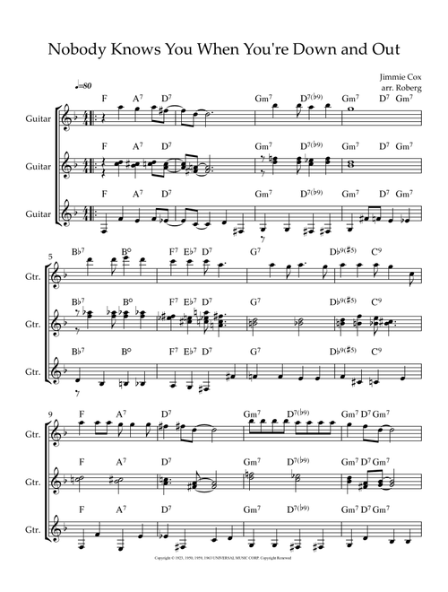 Nobody Knows You When You're Down And Out (Arr. Jackson Roberg) - Eric Clapton (Guitar Ensemble)