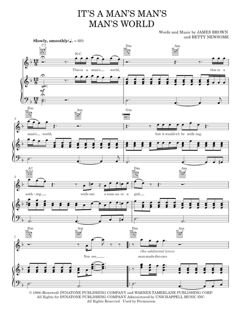 It's A Man's Man's Man's World - James Brown (Piano-Vocal-Guitar)