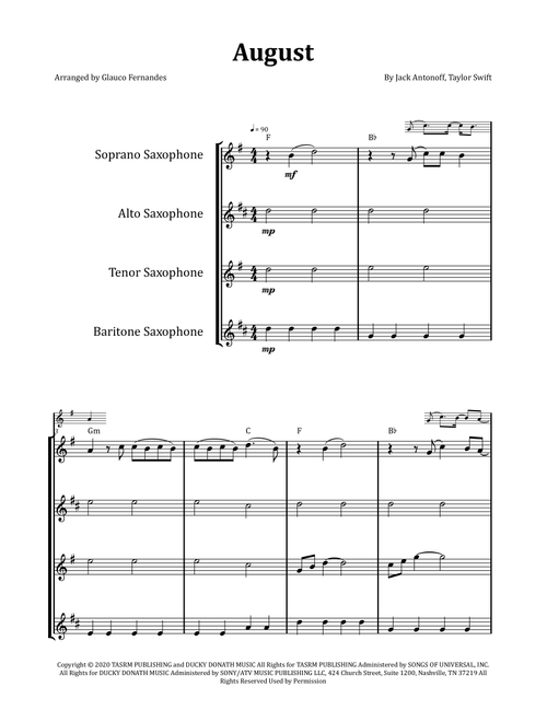August (Arr. Glauco Fernandes) - Taylor Swift (Woodwind Ensemble)