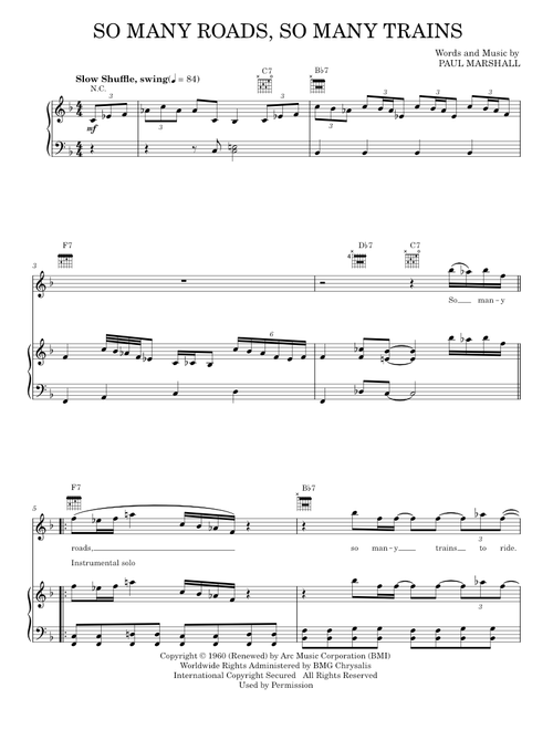 So many roads so many trains - Otis Rush (Piano-Vocal-Guitar)