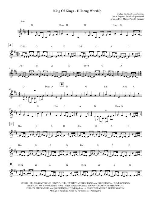 King Of Kings (Arr. Marco Polo C. Ignacio) - Hillsong Worship (Lead Sheet - Fake Book)