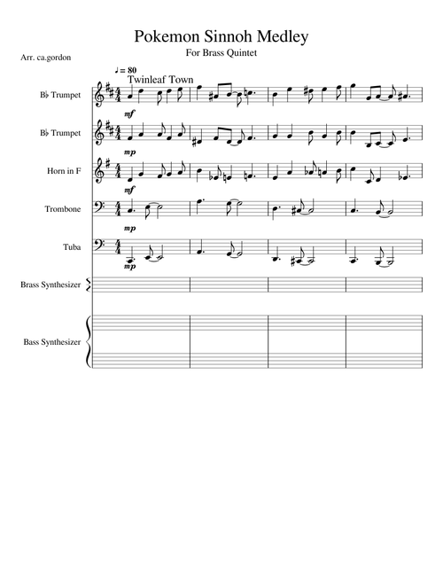 Pokemon D/P/Plat Sinnoh Medley for Brass Quintet