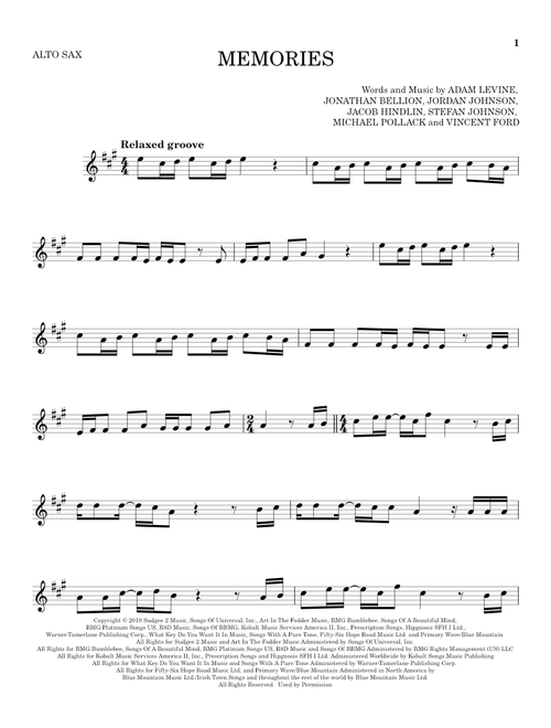 Memories - Maroon 5 (Alto Sax Solo)