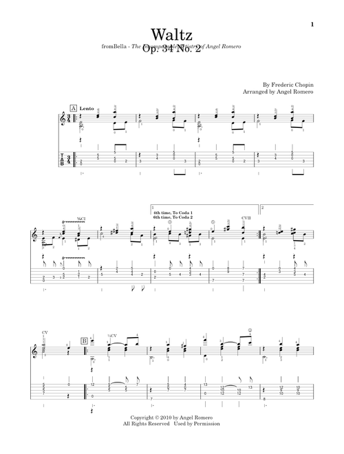 Waltz, Op. 34 No. 2 - Angel Romero, Frederic Chopin (Solo Guitar)