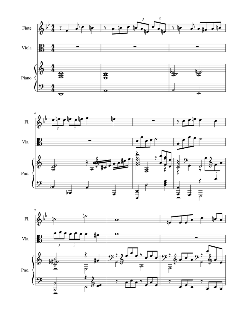 Кружится и падает лист кленовый (Flute, Viola, Piano) Sheet music for Piano, Flute, Viola (Mixed