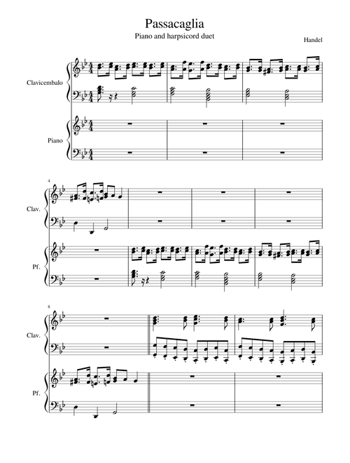 G. F. Händel: Passacaglia, piano and harpsicord duet
